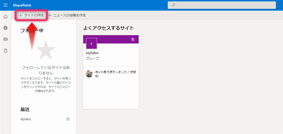 SharePointサイト チームサイト