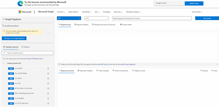 Microsoft Graph Explorer